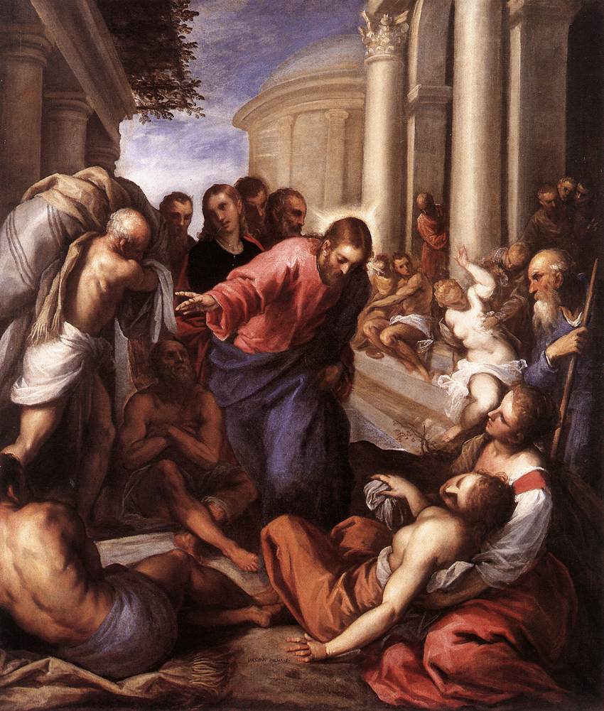 Christ healing the paralytic at Bethesda, by Palma il Giovane, 1592.